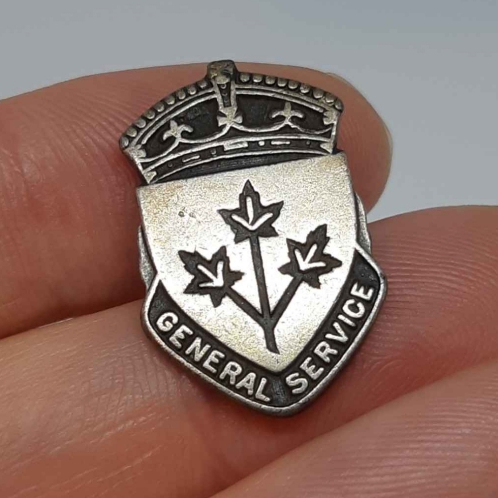 Sterling Silver WW2 General Service Pin